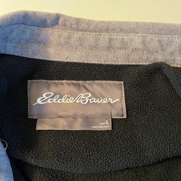 Eddie Bauer Men’s Button Up Shirt Chore Shacket Fleece Lined Sz L Gray Gorpcore - Picture 3 of 10